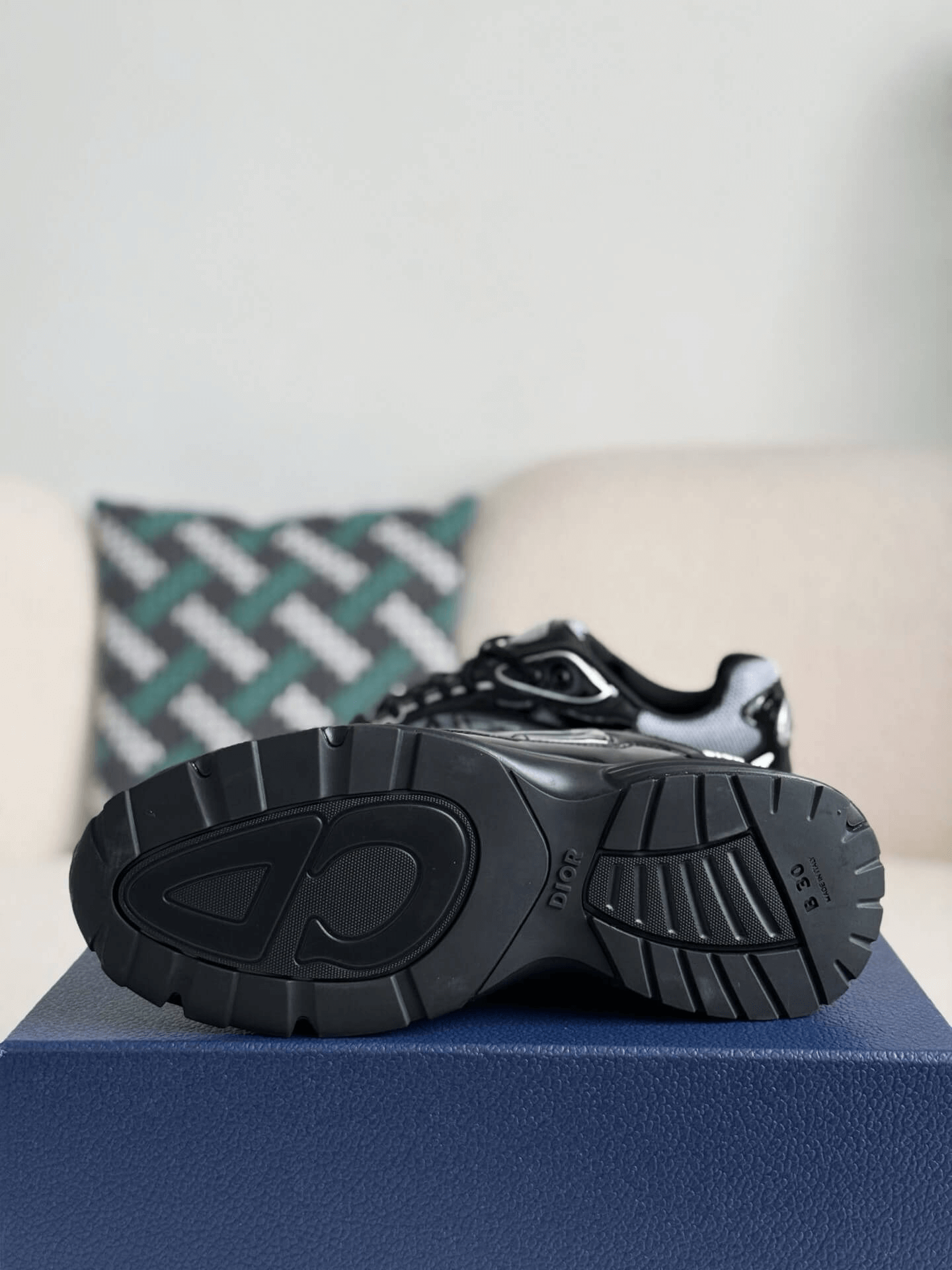 Dior B30 Low-Top Sneaker Black Patent Leather and Technical Mesh with Black Rubber Sole