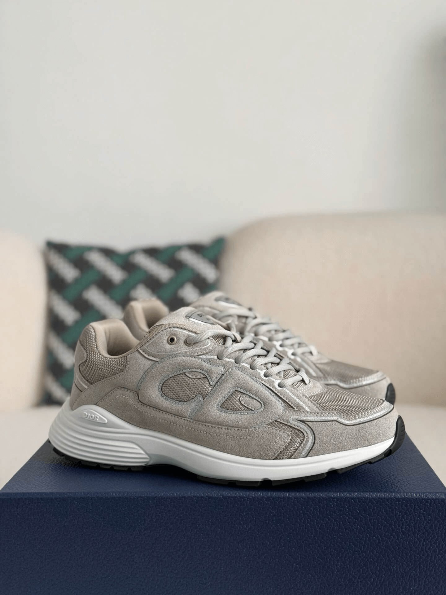 Dior B30 Low-Top Sneaker Beige Suede and Technical Mesh with White Rubber Sole