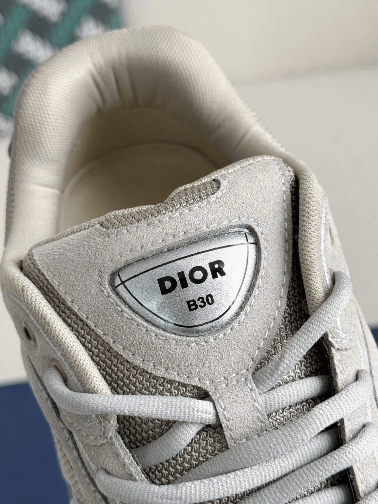 Dior B30 Low-Top Sneaker Beige Suede and Technical Mesh with White Rubber Sole