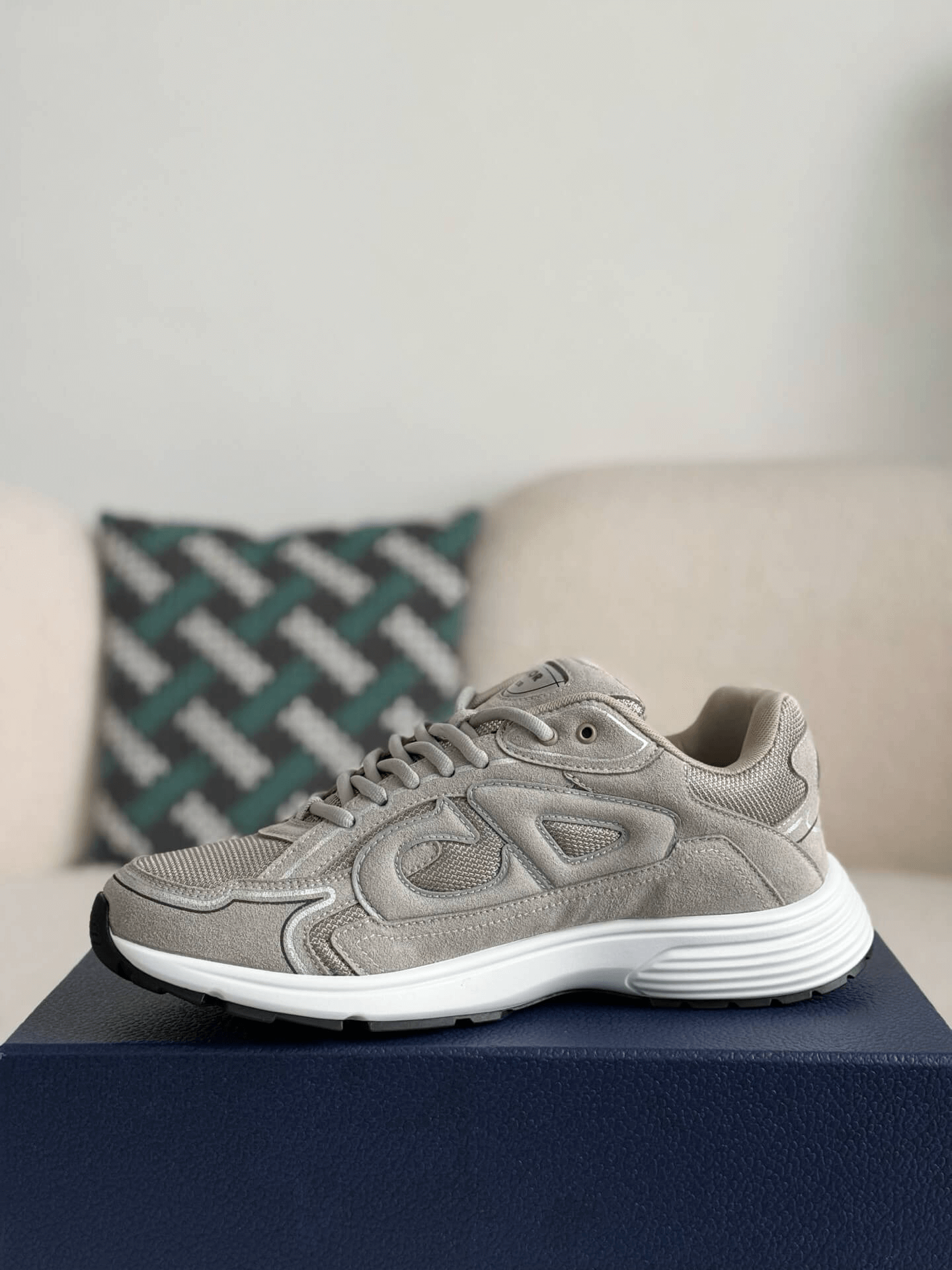 Dior B30 Low-Top Sneaker Beige Suede and Technical Mesh with White Rubber Sole
