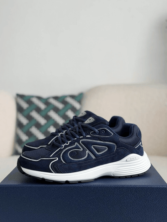 Dior B30 Low-Top Sneaker Navy Suede and Technical Mesh with White Rubber Sole