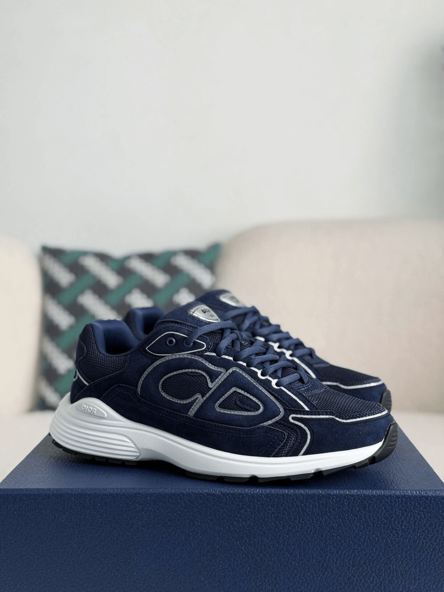 Dior B30 Low-Top Sneaker Navy Suede and Technical Mesh with White Rubber Sole