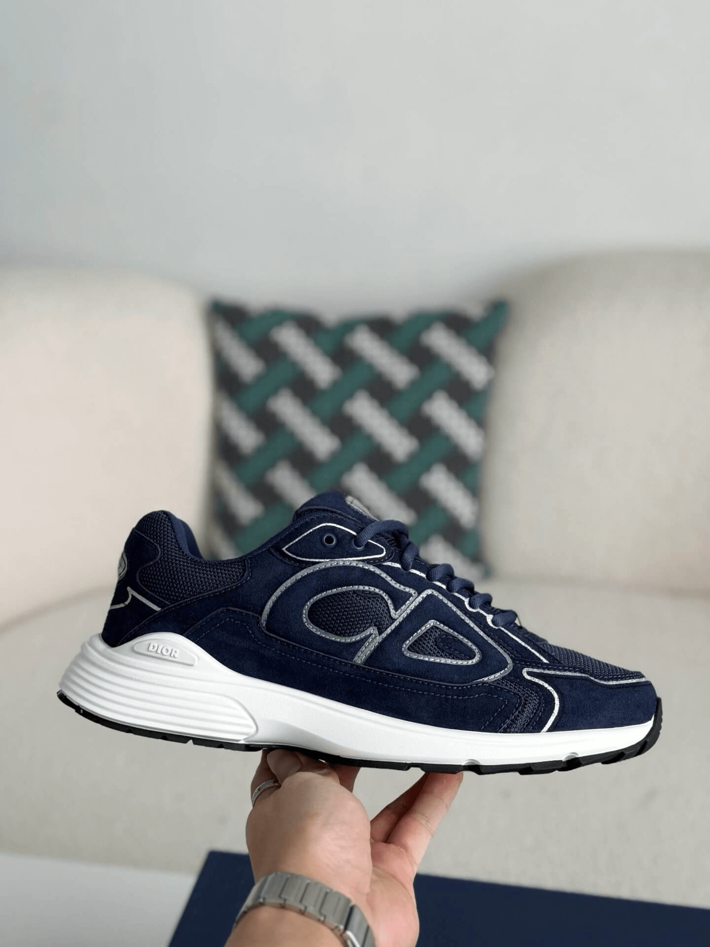 Dior B30 Low-Top Sneaker Navy Suede and Technical Mesh with White Rubber Sole