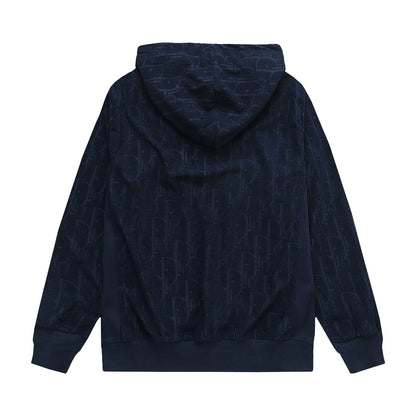 Dior Oblique Terry Navy Cotton Jacquard Hoodie