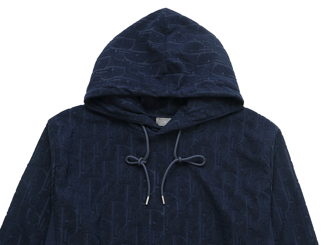 Dior Oblique Terry Navy Cotton Jacquard Hoodie