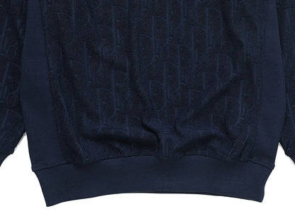 Dior Oblique Terry Navy Cotton Jacquard Hoodie