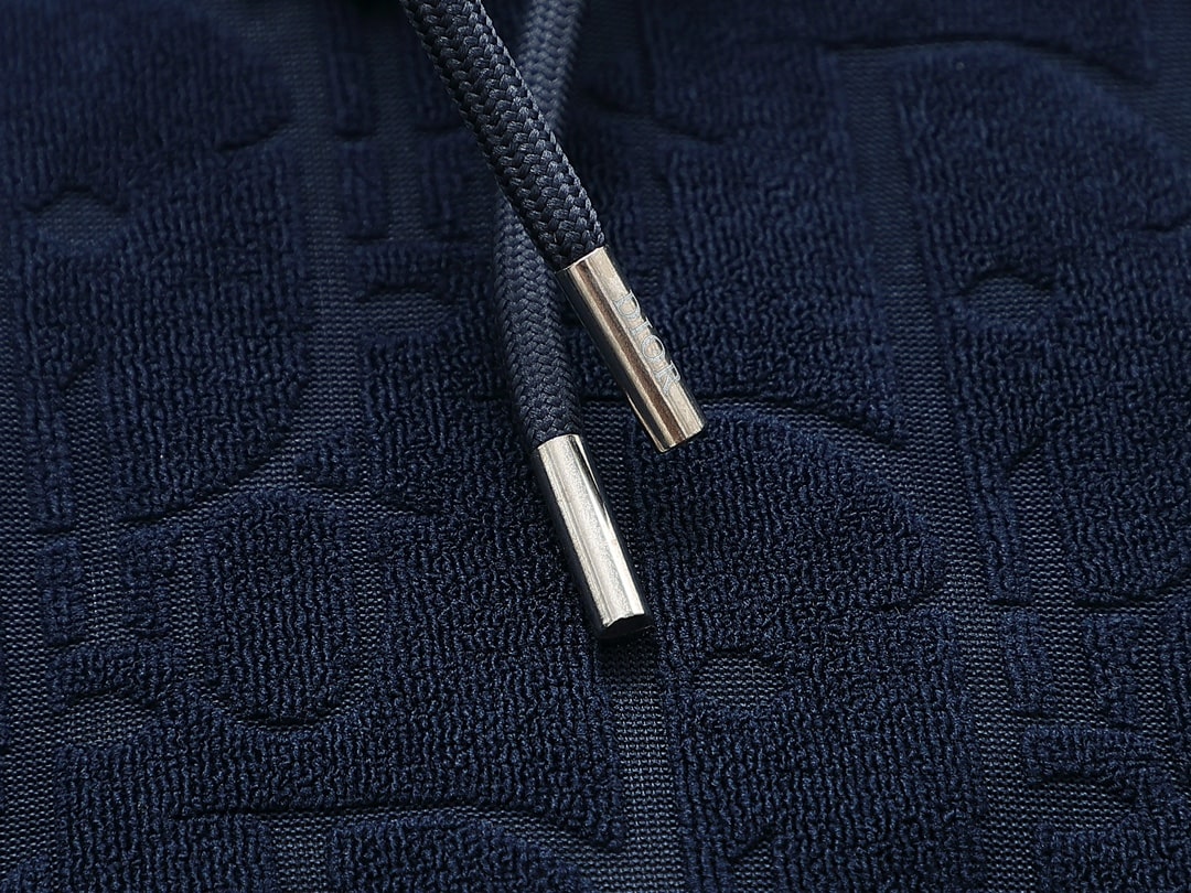 Dior Oblique Terry Navy Cotton Jacquard Hoodie