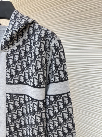 Dior Oblique Black Reversible Zipped Cardigan with Hood