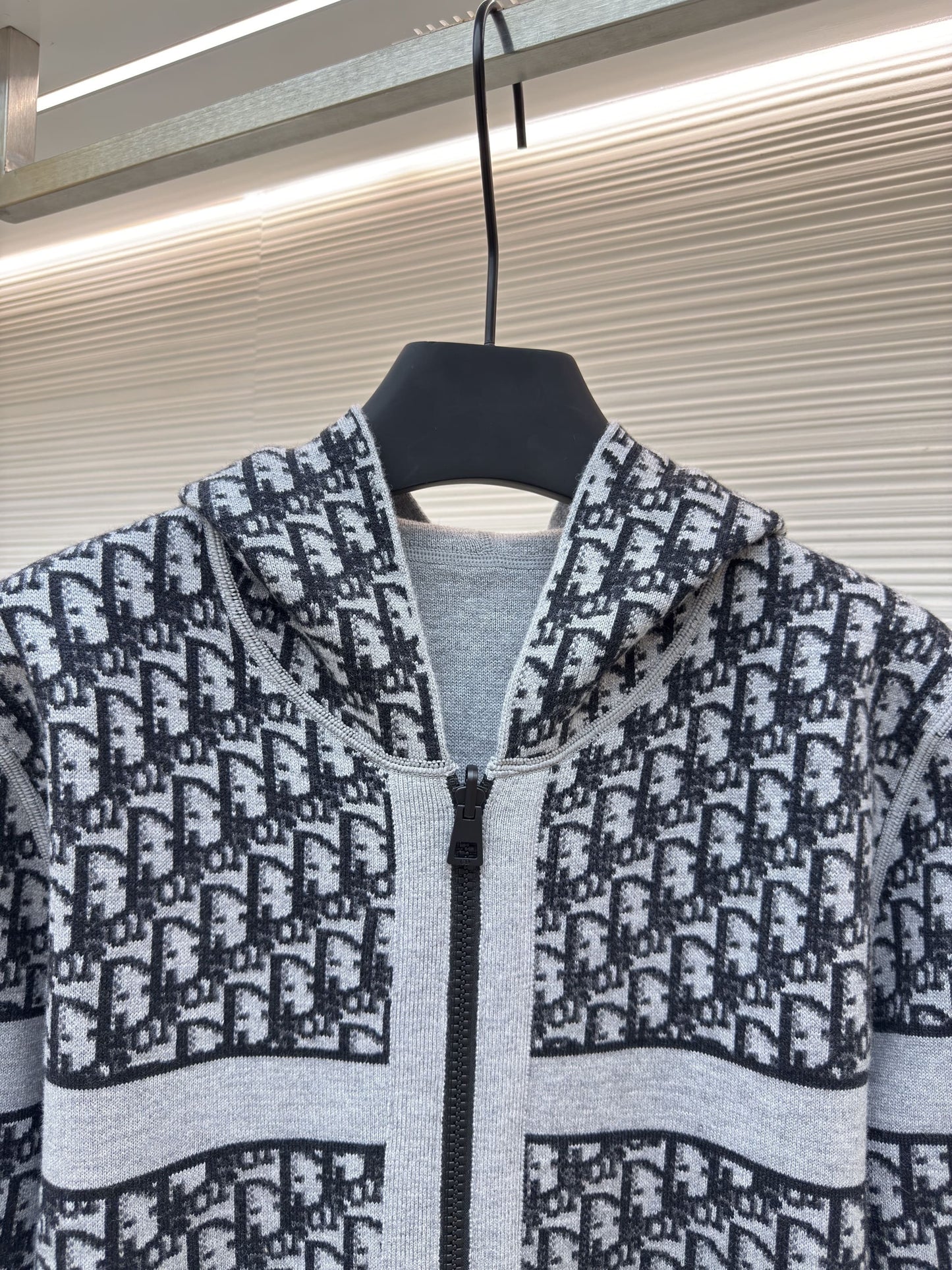 Dior Oblique Black Reversible Zipped Cardigan with Hood