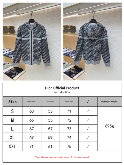 Dior Oblique Black Reversible Zipped Cardigan with Hood