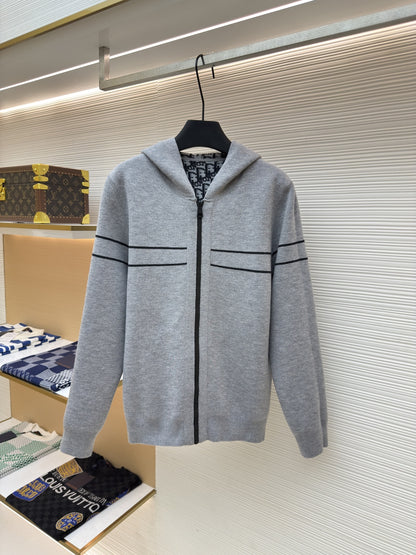 Dior Oblique Black Reversible Zipped Cardigan with Hood