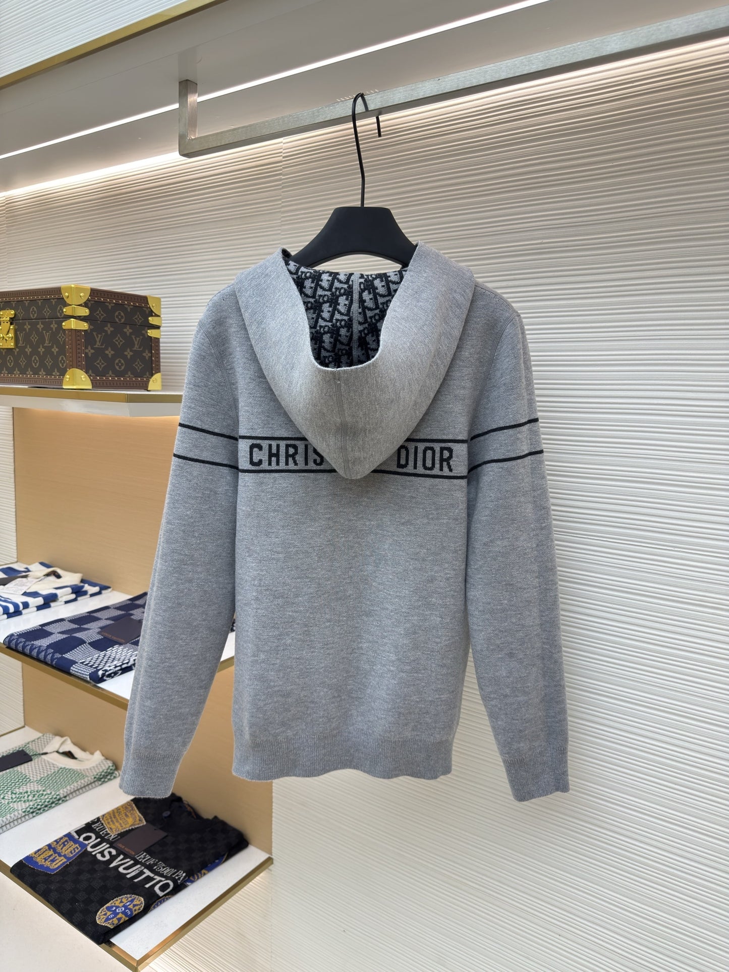 Dior Oblique Black Reversible Zipped Cardigan with Hood