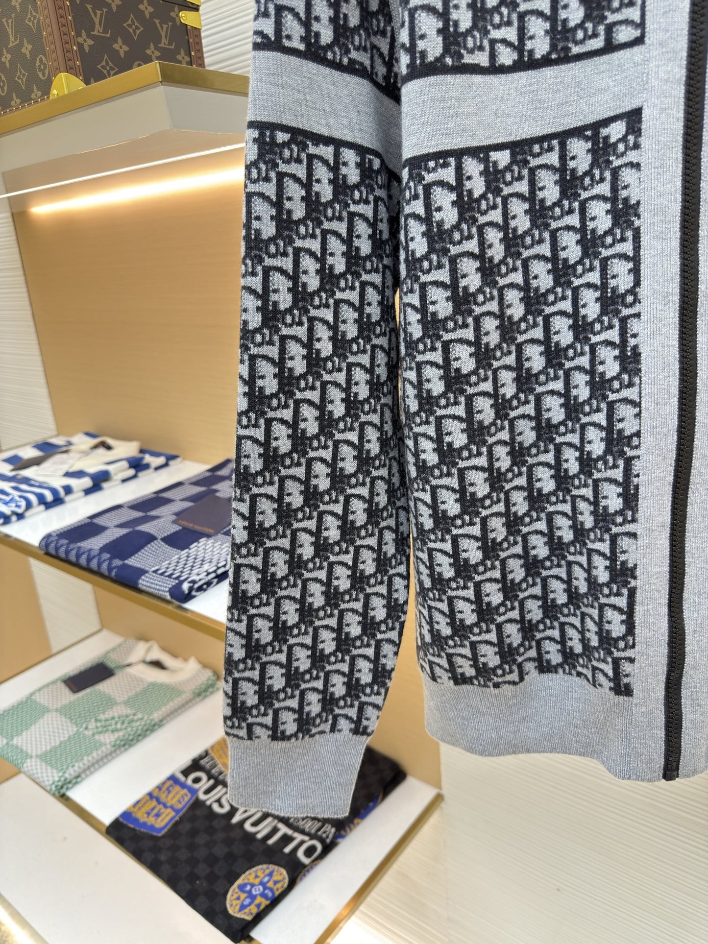 Dior Oblique Black Reversible Zipped Cardigan with Hood