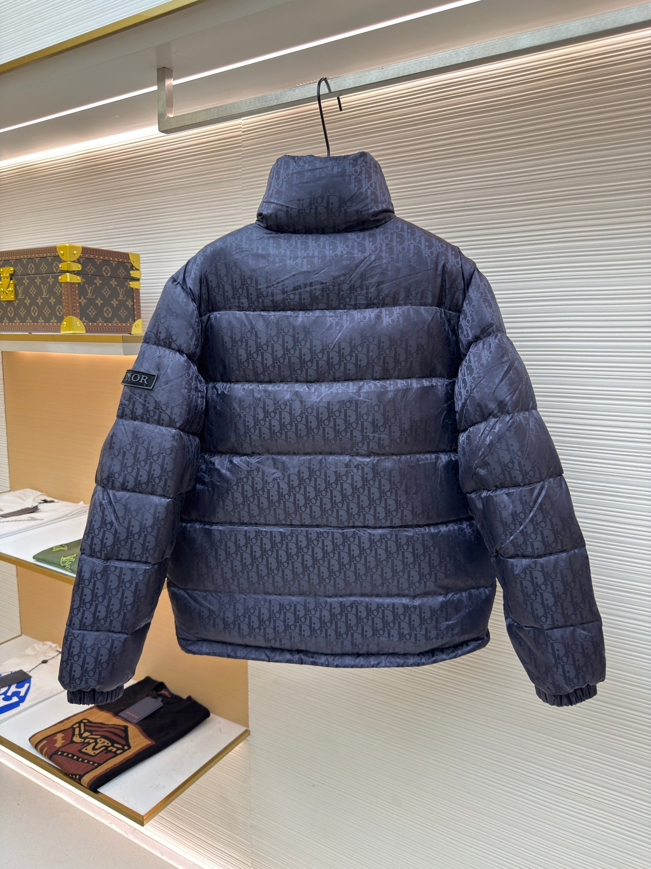 Dior Oblique Navy Blue Technical Jacquard Down Jacket – HolloShoe