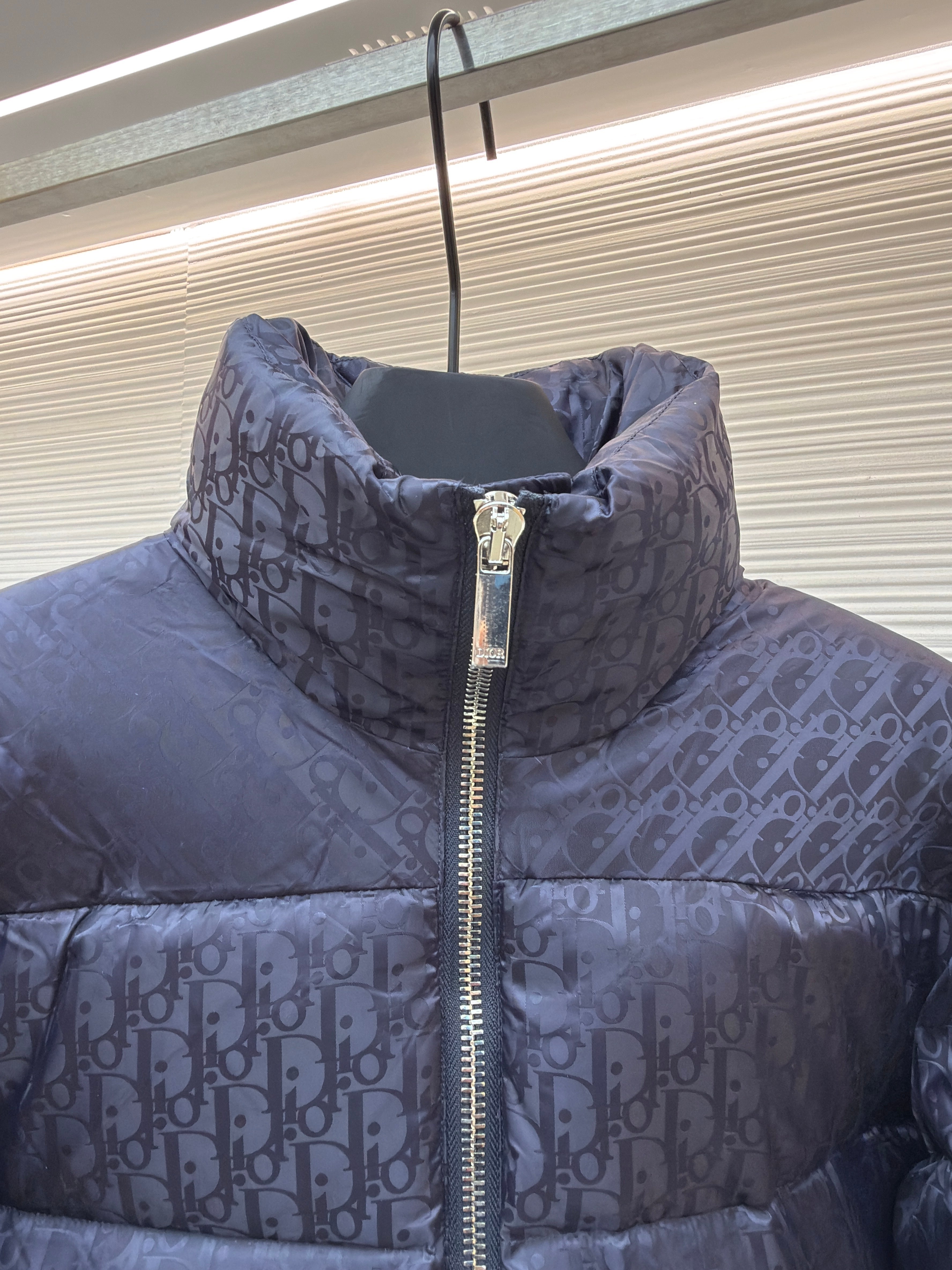 Dior Oblique Navy Blue Technical Jacquard Down Jacket – HolloShoe