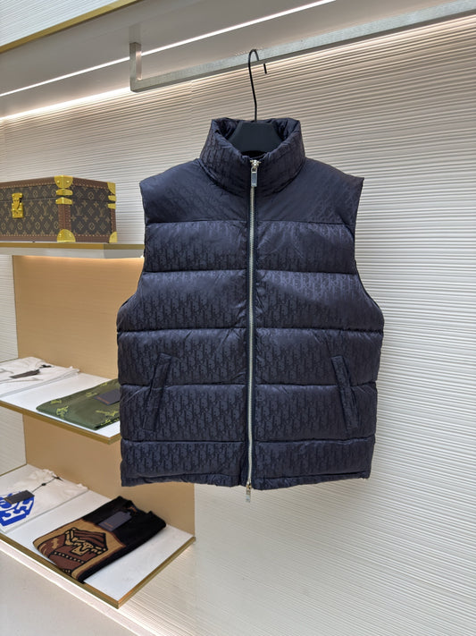 Dior Oblique Navy Blue Technical Jacquard Down Vest