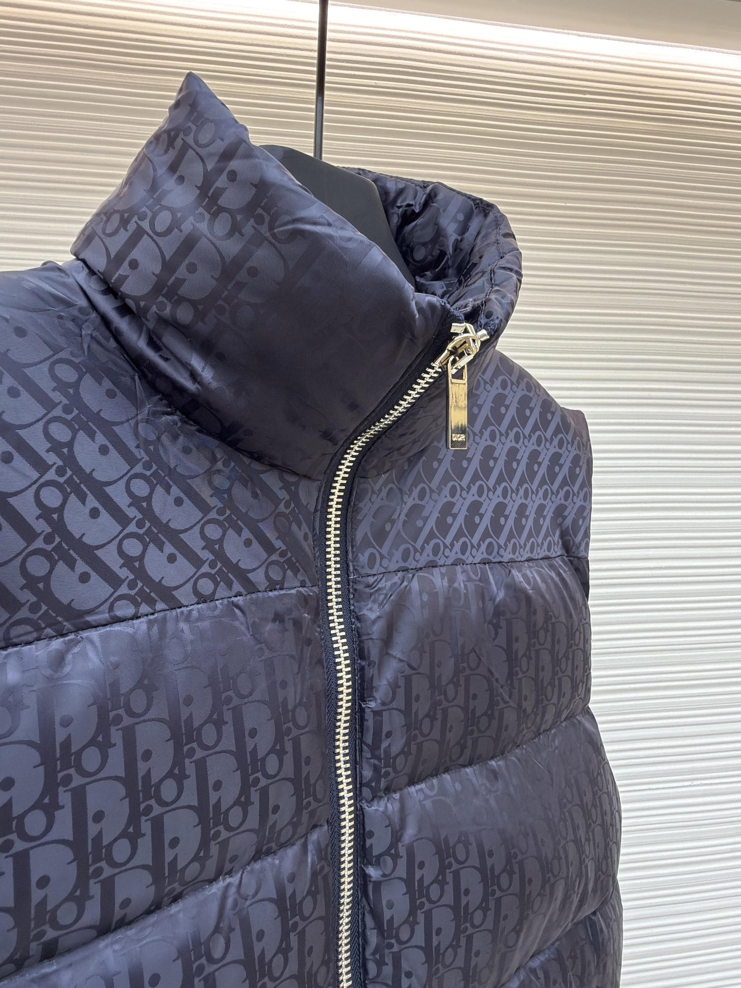 Dior Oblique Navy Blue Technical Jacquard Down Vest