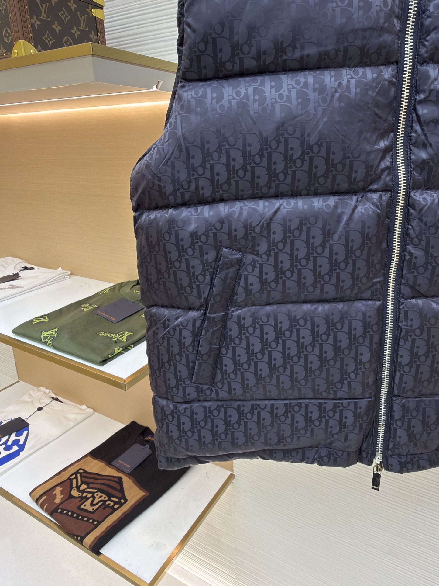Dior Oblique Navy Blue Technical Jacquard Down Vest