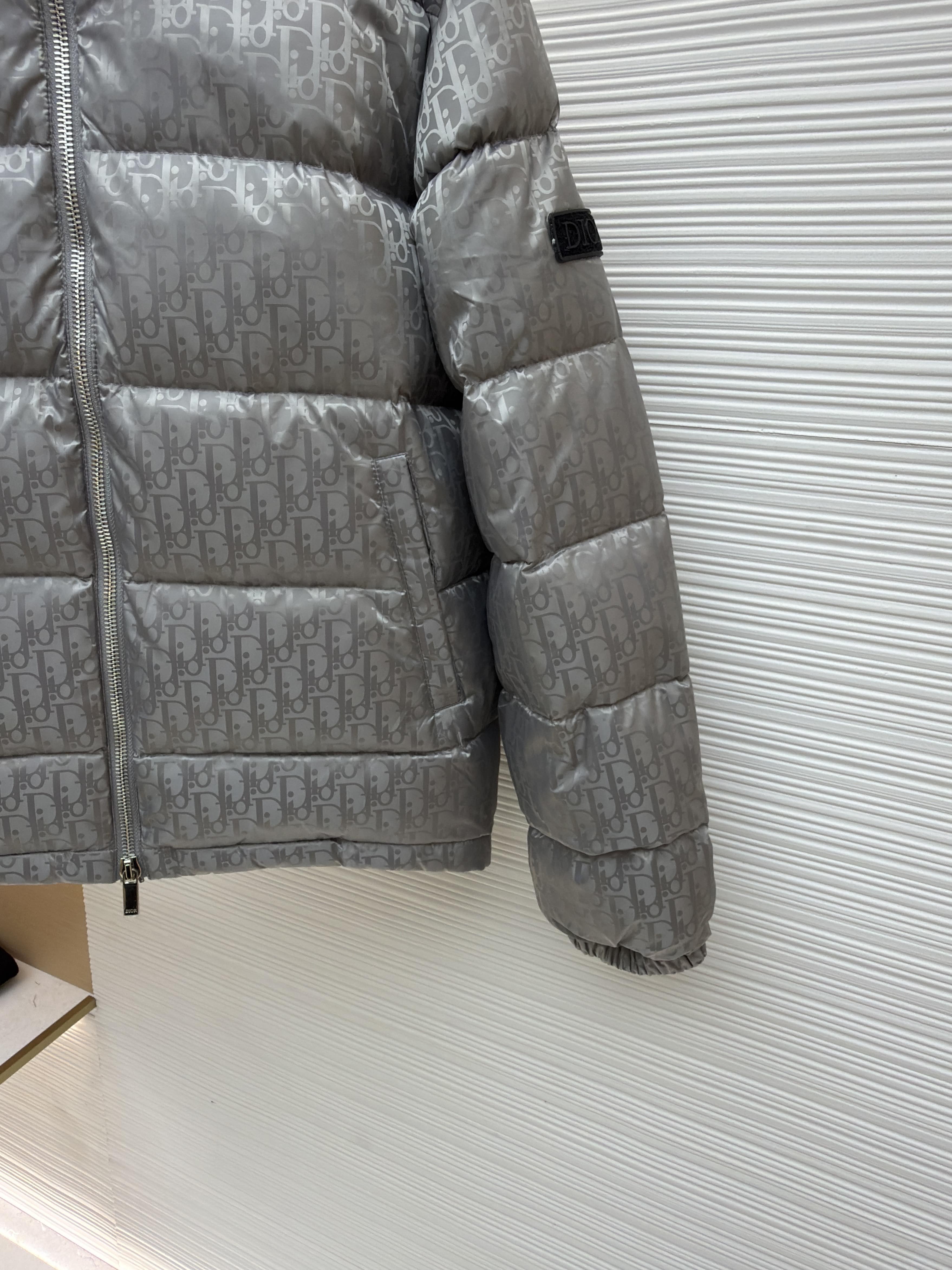 Dior Oblique Grey Technical Jacquard Down Jacket – HolloShoe
