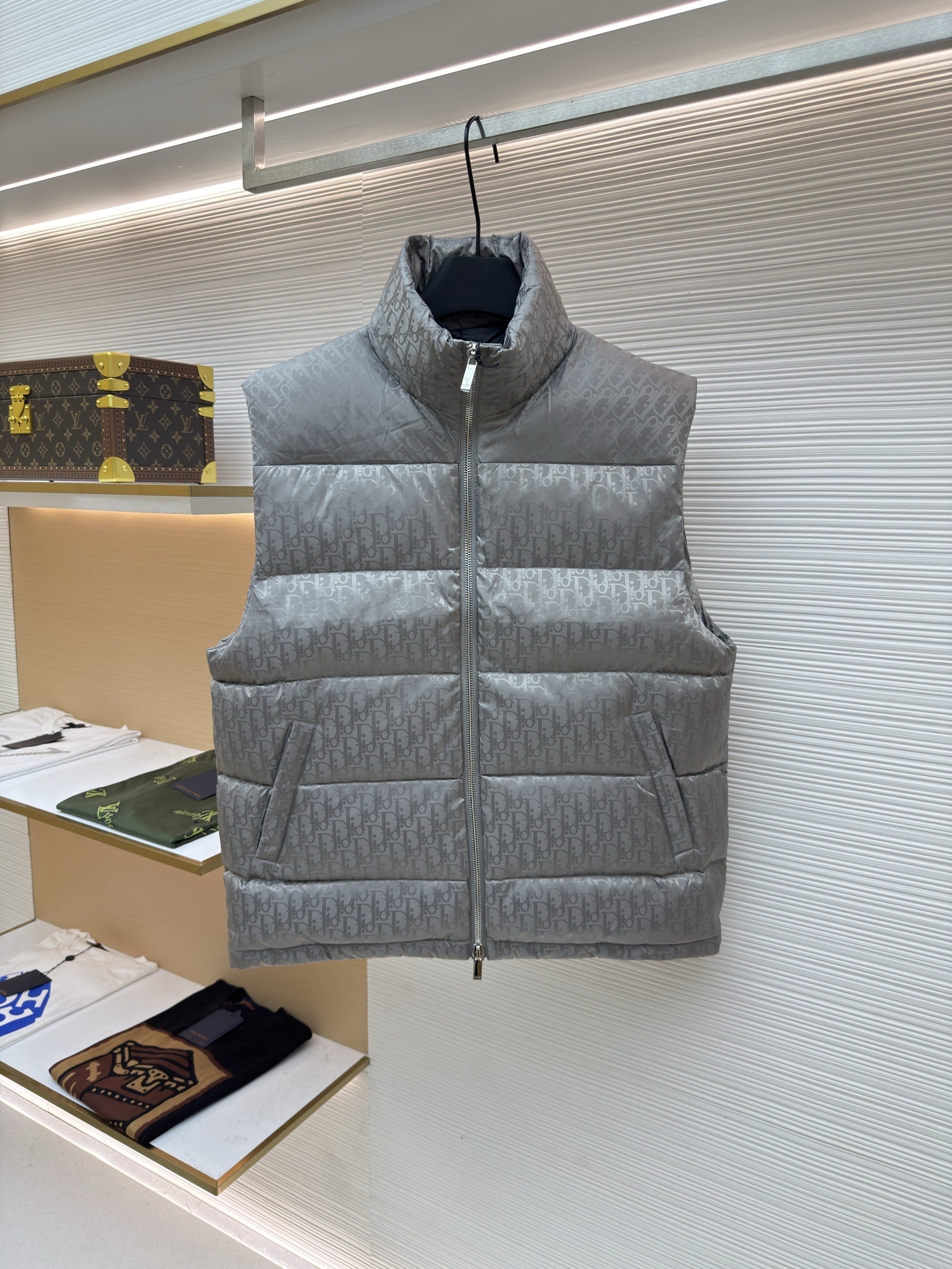 Dior Oblique Grey Technical Jacquard Down Vest – HolloShoe