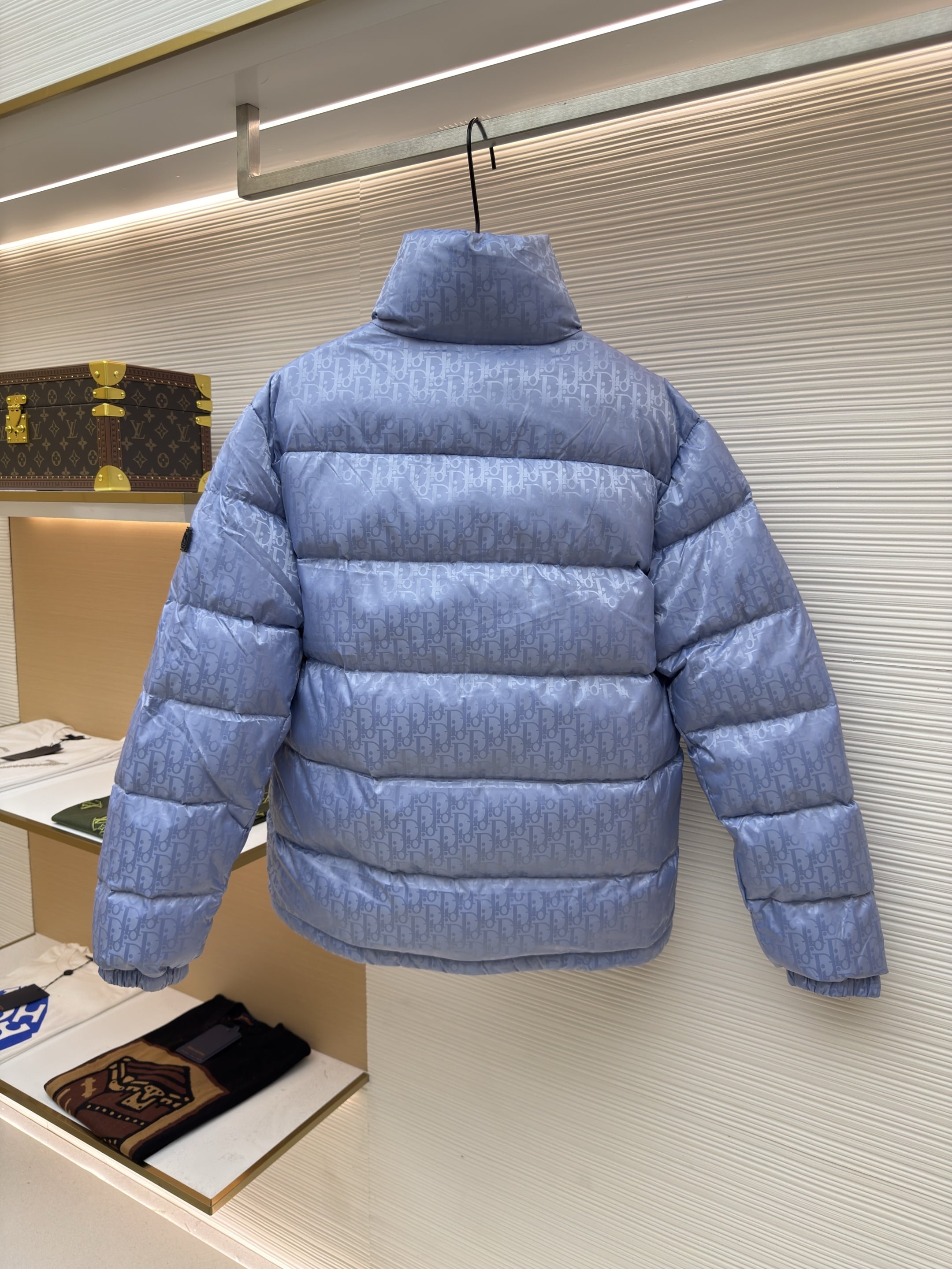 Dior Oblique Light Blue Technical Jacquard Down Jacket – Hollo Shoe