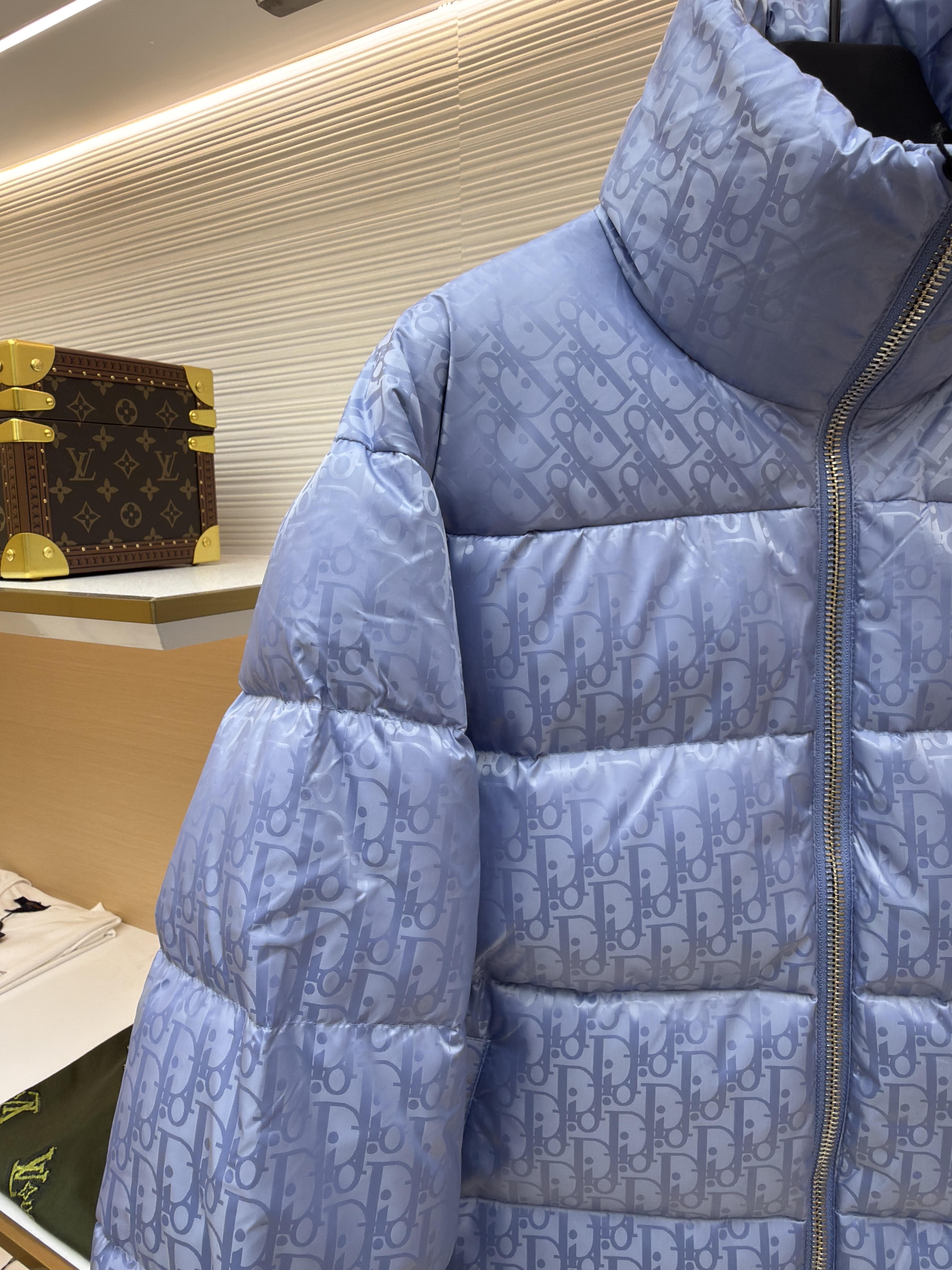 Dior Oblique Light Blue Technical Jacquard Down Jacket – Hollo Shoe