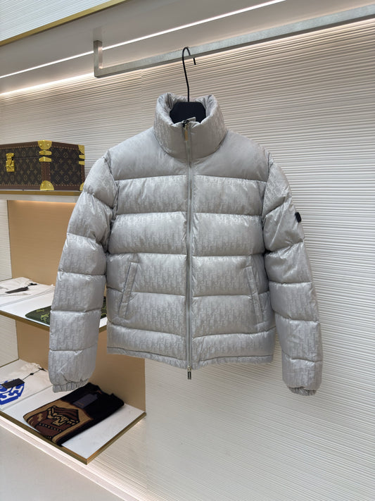 Dior Oblique Silver Technical Jacquard Down Jacket