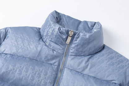 Dior Oblique Light Blue Quilted Down Jacket