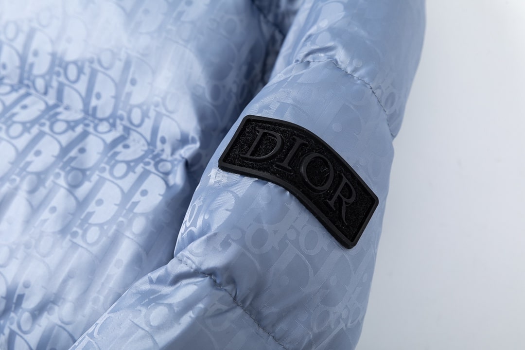 Dior Oblique Light Blue Quilted Down Jacket