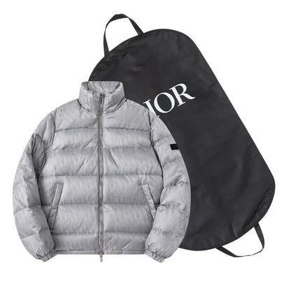 Dior Oblique Silver Quilted Down Jacket