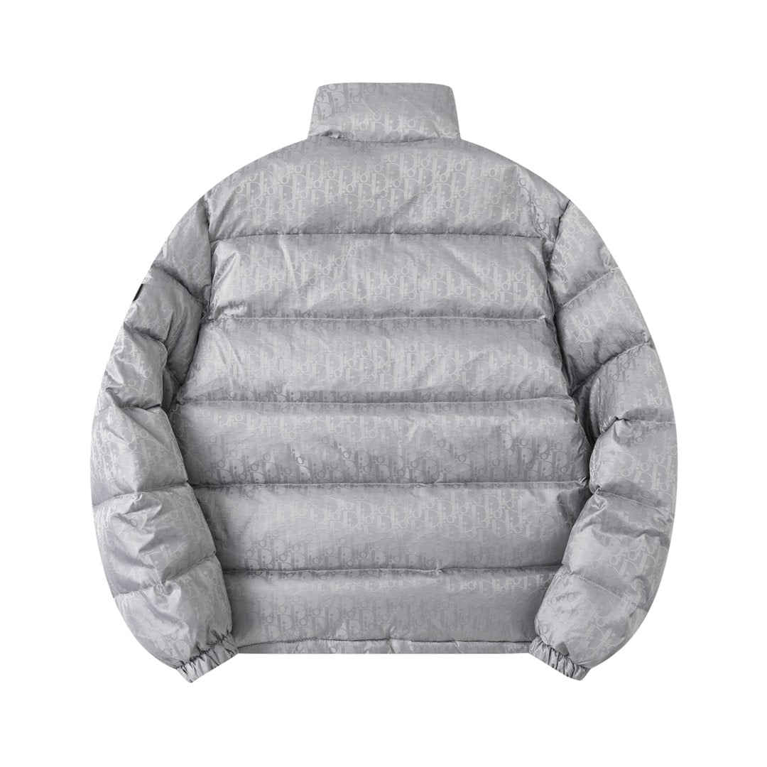 Dior Oblique Silver Quilted Down Jacket