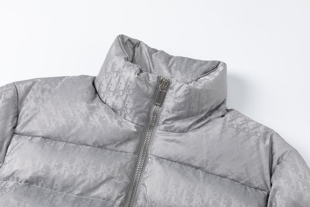 Dior Oblique Silver Quilted Down Jacket