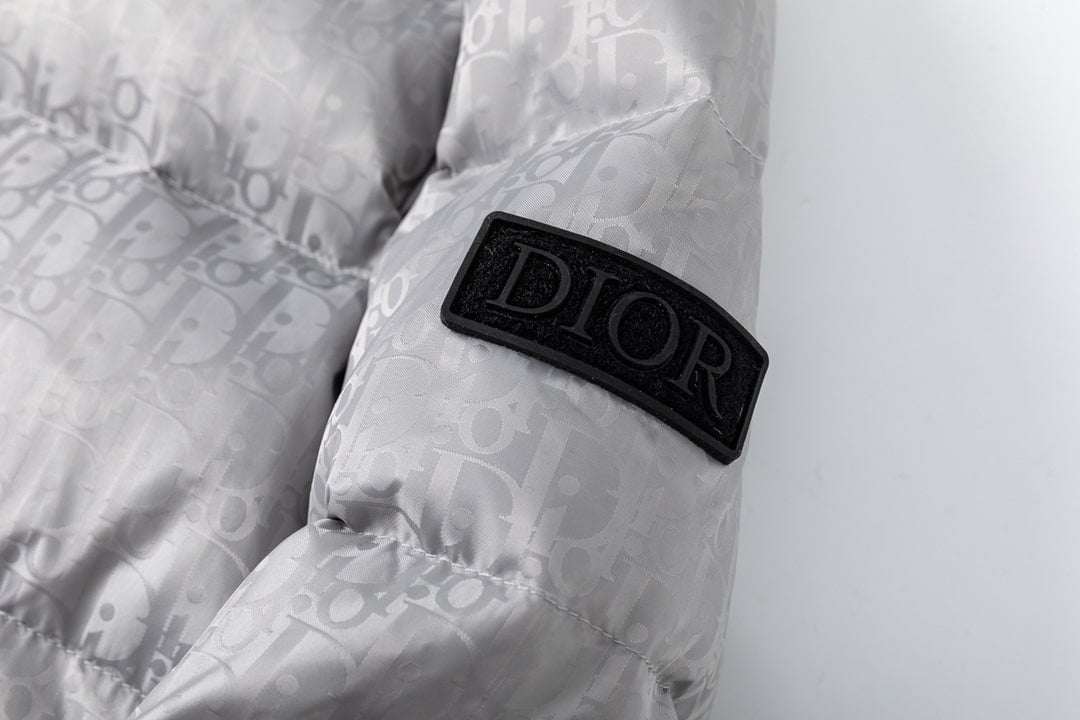 Dior Oblique Silver Quilted Down Jacket