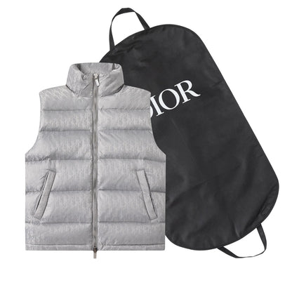 Dior Oblique Silver Quilted Down Jacket