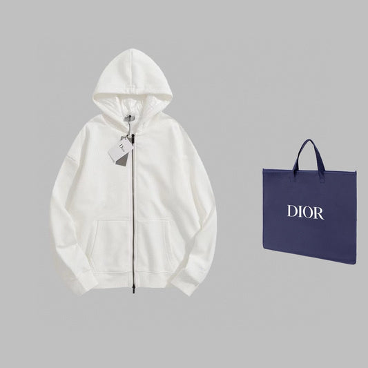 Dior Men's Zip-Up Hoodie in White