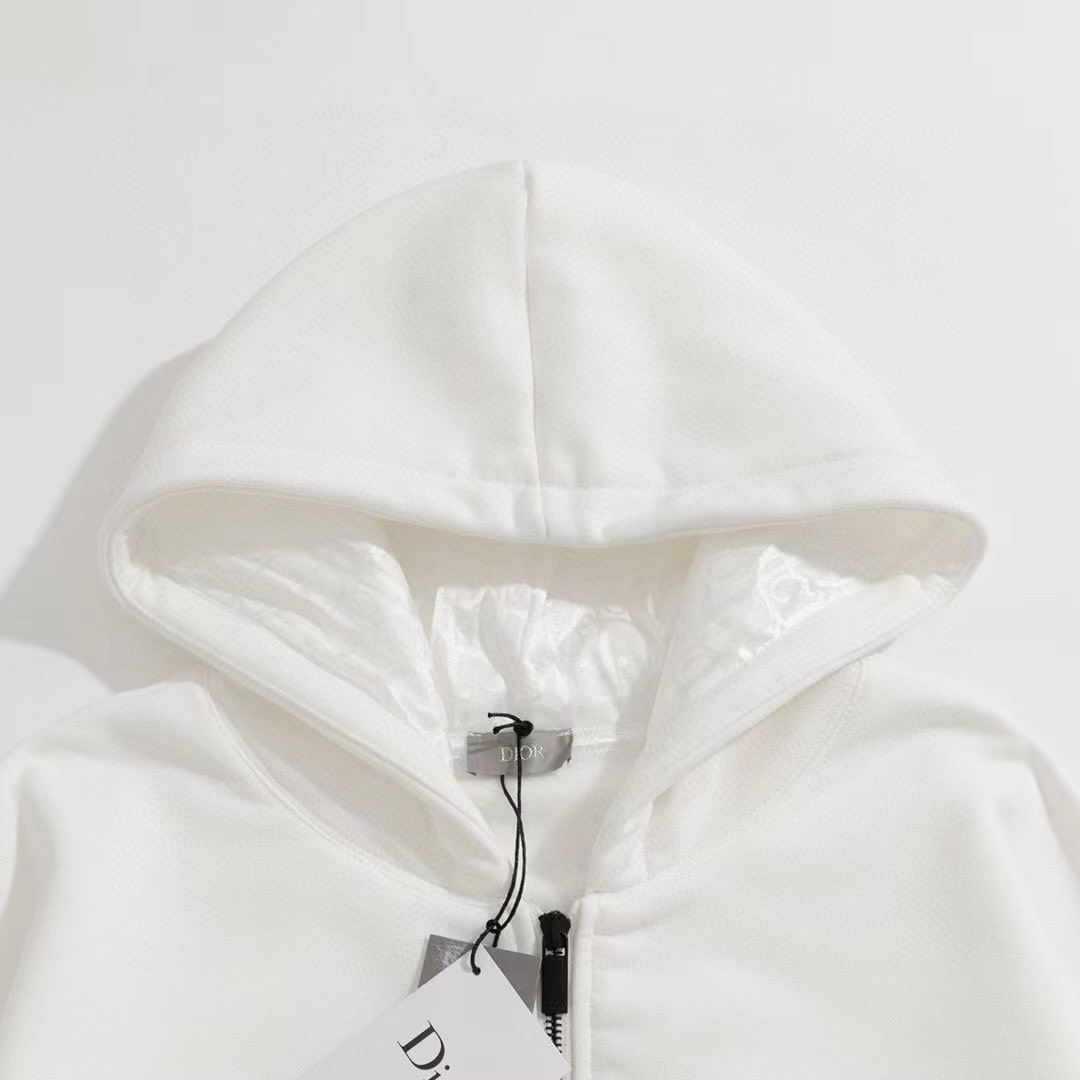 Dior Men's Zip-Up Hoodie in White