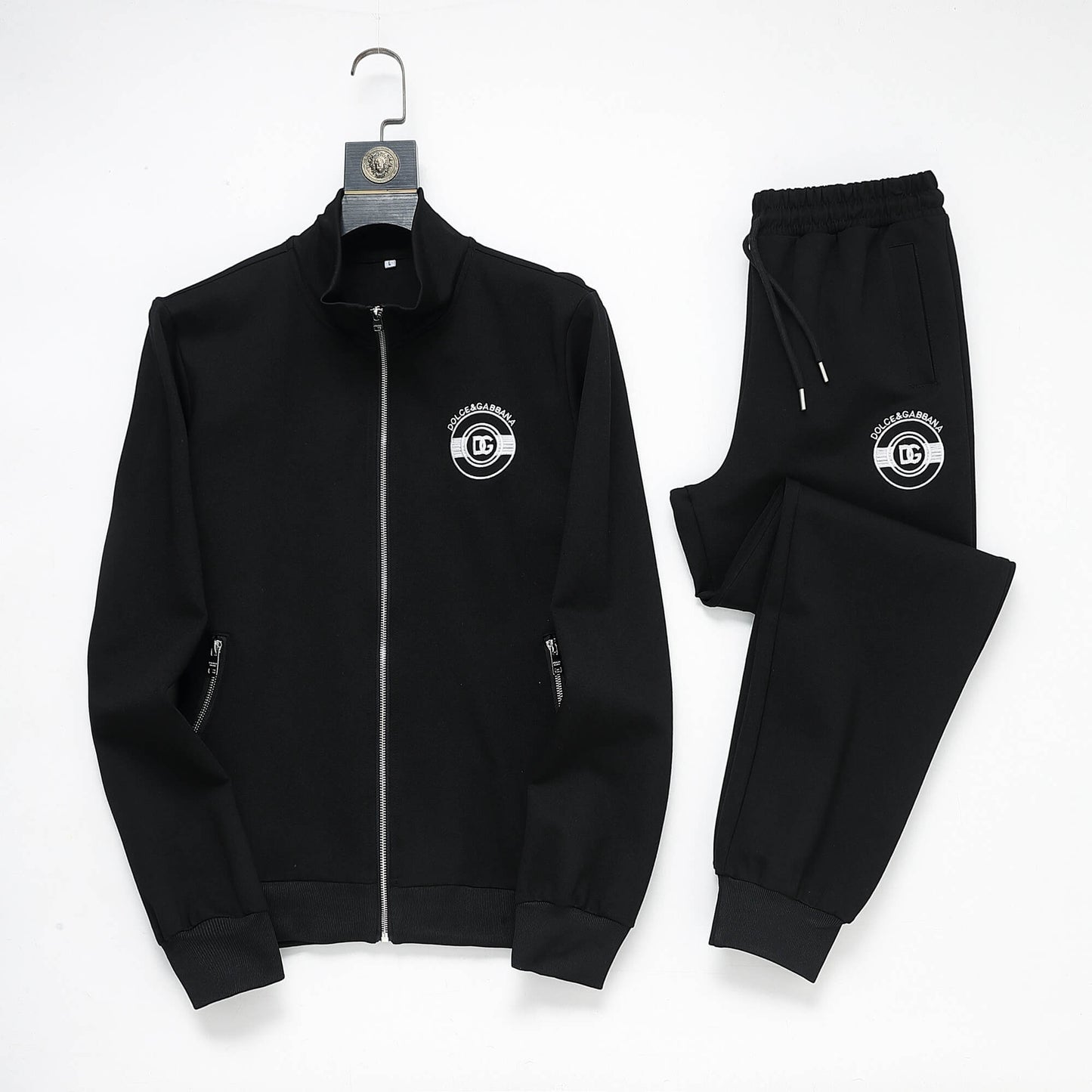 Dolce & Gabbana Circular DG Crest Logo Technical Jersey Tracksuit Black
