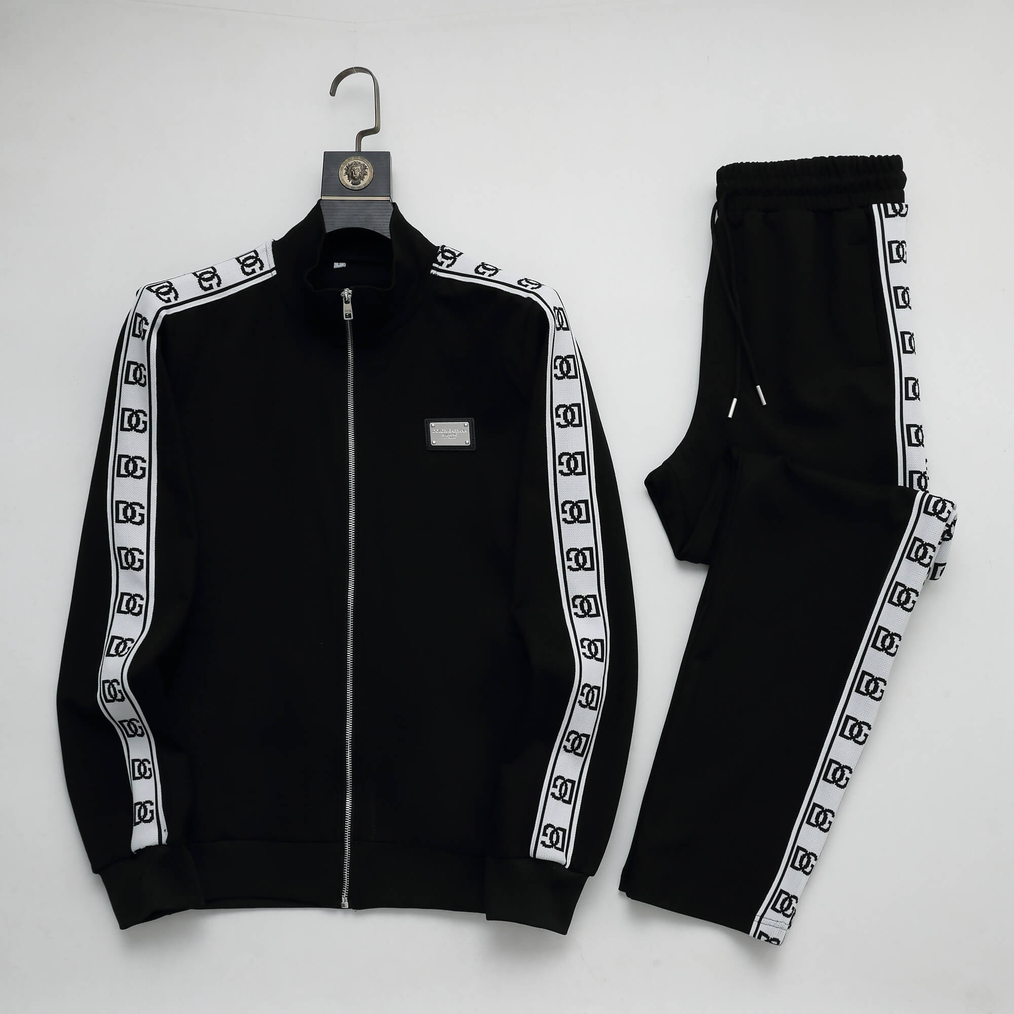 Dolce & Gabbana DG Logo Side Band Tracksuit Technical Jersey Black