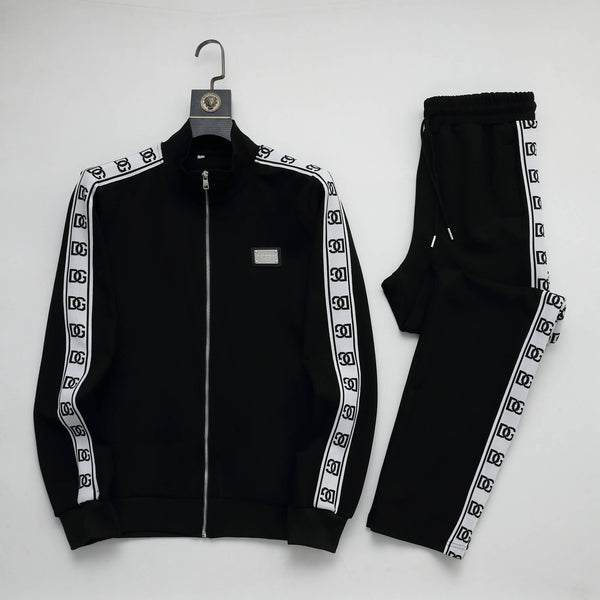 Dolce & Gabbana DG Logo Side Band Tracksuit Technical Jersey Black