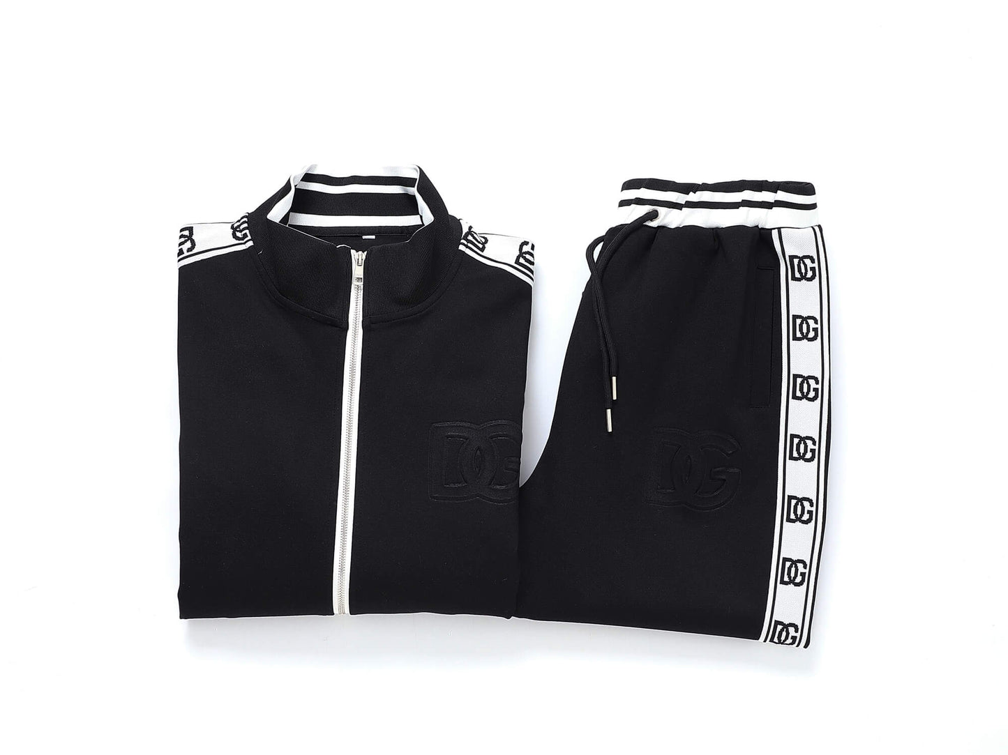 Dolce & Gabbana DG Logo Side Band Technical Jersey Tracksuit Black/White