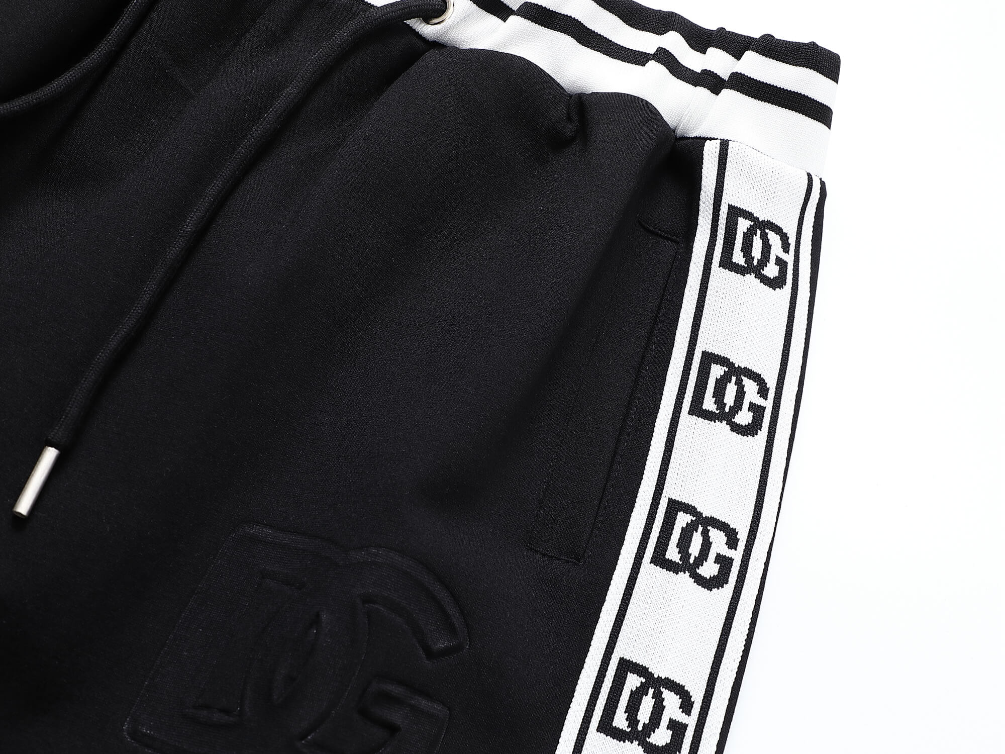 Dolce & Gabbana DG Logo Side Band Technical Jersey Tracksuit Black
