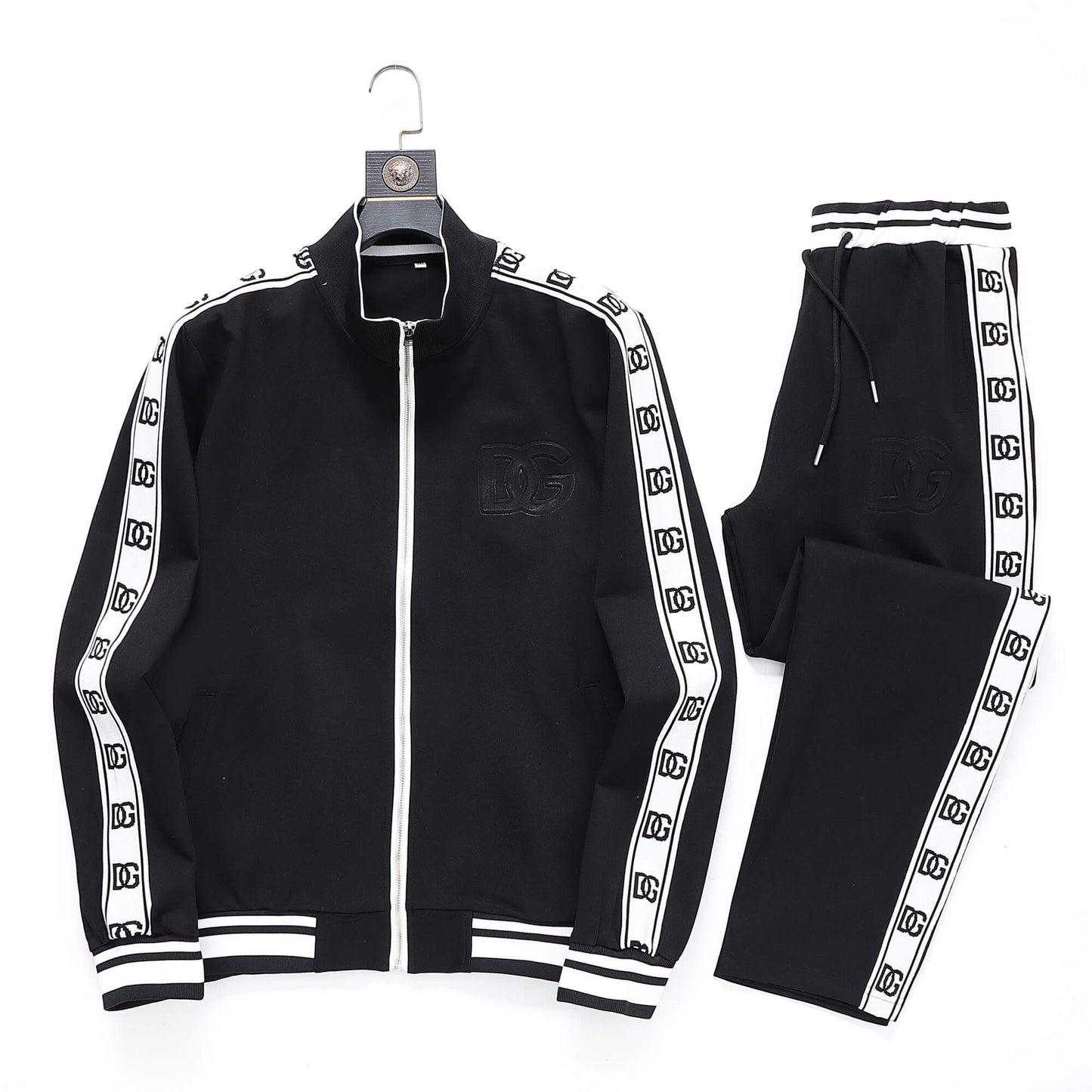 Dolce & Gabbana DG Logo Side Band Technical Jersey Tracksuit Black/White