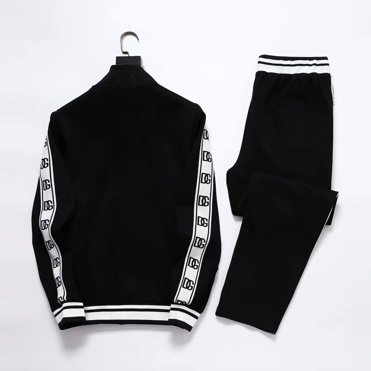 Dolce & Gabbana DG Logo Side Band Technical Jersey Tracksuit Black