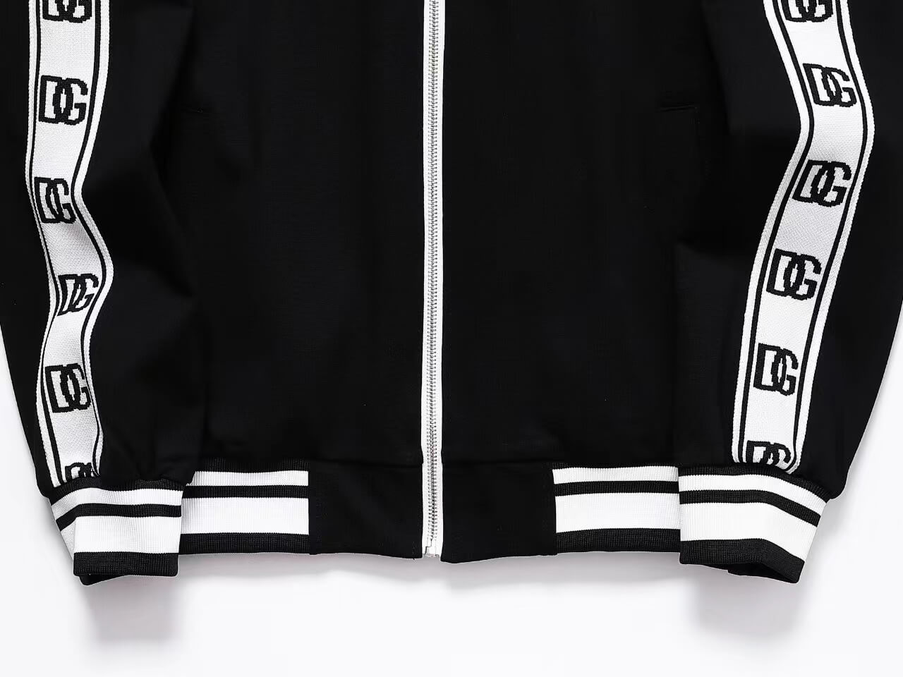 Dolce & Gabbana DG Logo Side Band Technical Jersey Tracksuit Black/White