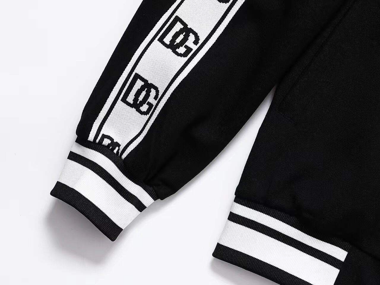Dolce & Gabbana DG Logo Side Band Technical Jersey Tracksuit Black