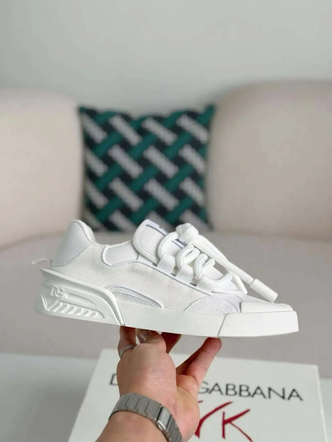 Dolce & Gabbana スニーカー ホワイト 27.5センチ Dolce & Gabbana Space Sneaker – All-White Technical Mesh & Leather