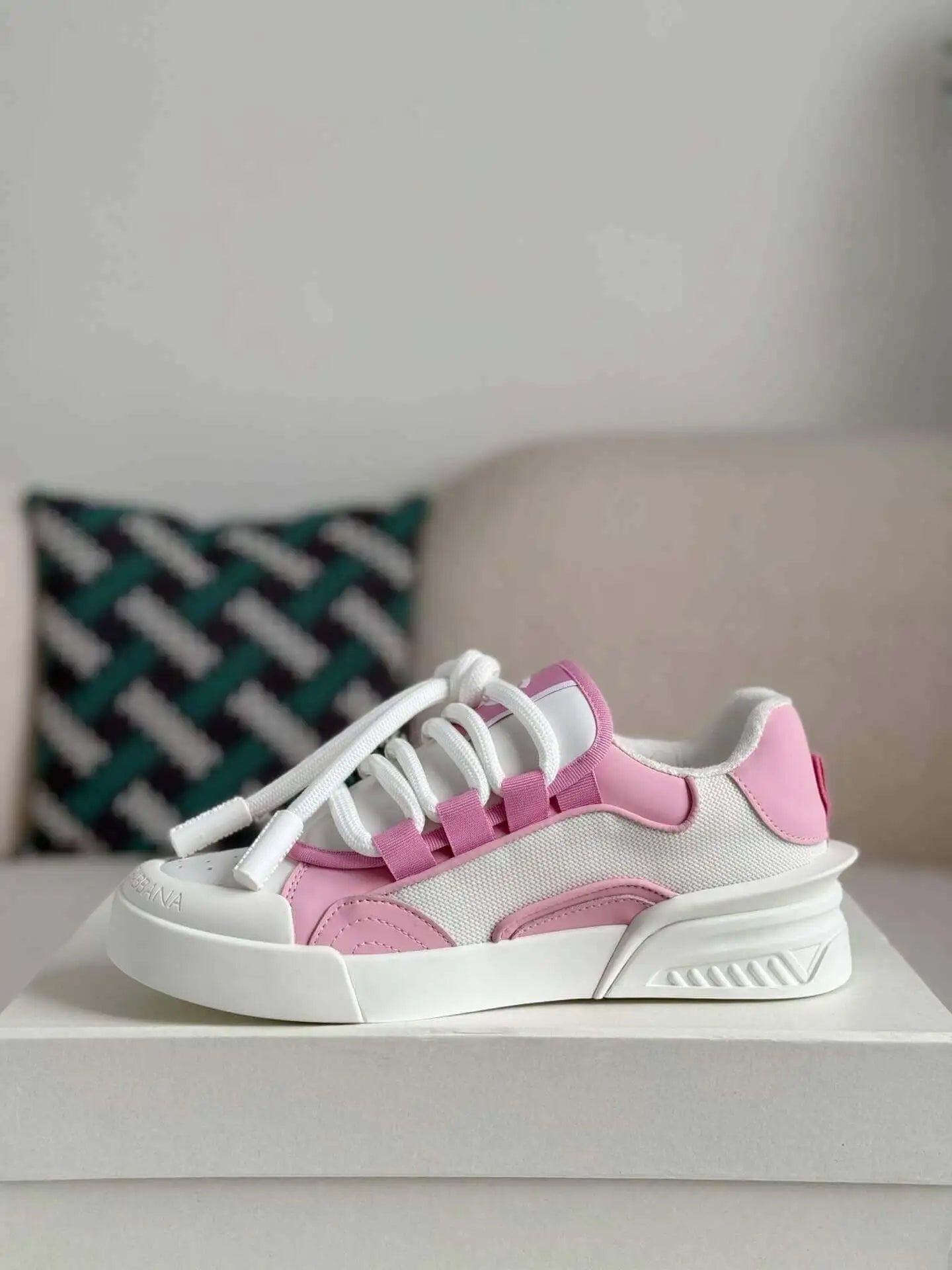 Dolce & Gabbana Space Sneaker – White & Pink Technical Mesh