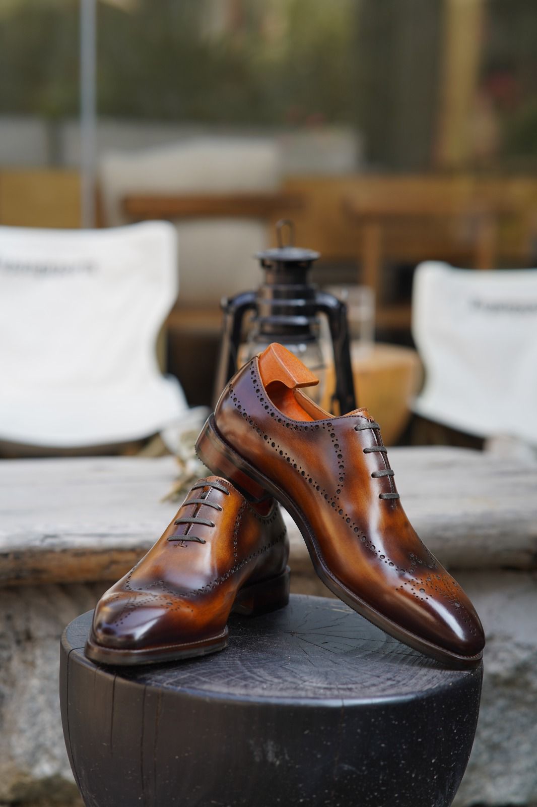 Elegant Cognac Brogue Oxford Dress Shoes