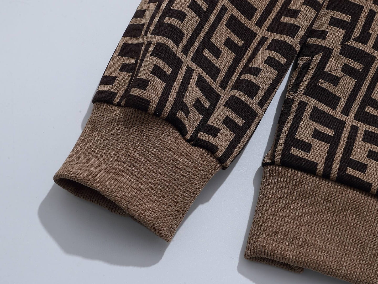 Fendi Allover FF Brown Zucca Logo Knit Tracksuit Set