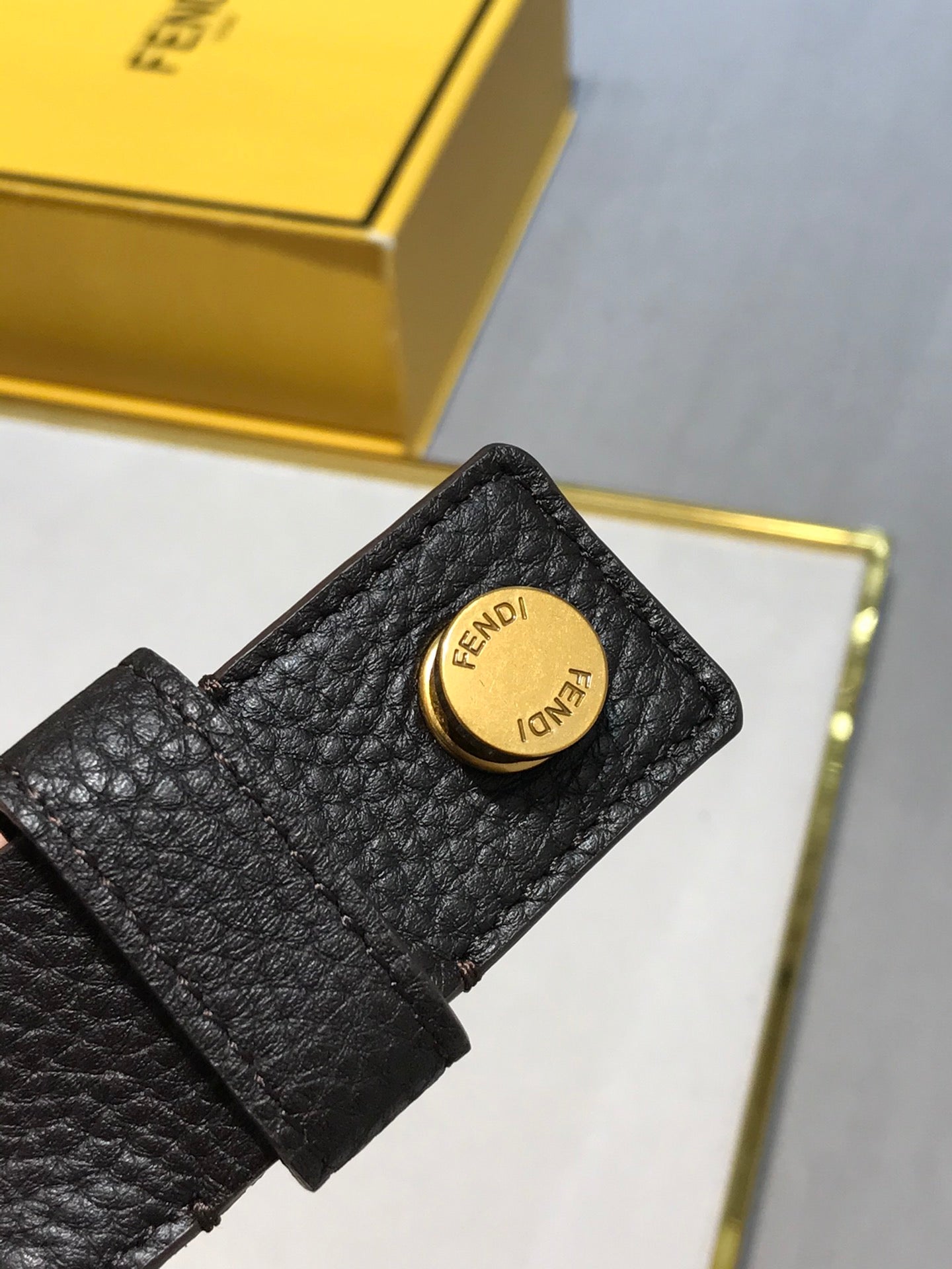 Fendi FF Buckle Belt Black Grained Cuoio Romano Leather
